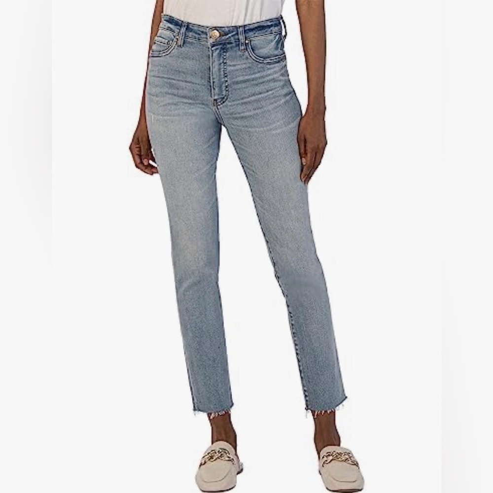 Kut From The Kloth Reese Ankle Straight Leg‎ Denim Raw Hem Jeans Women’s Size 4 - Picture 8 of 9